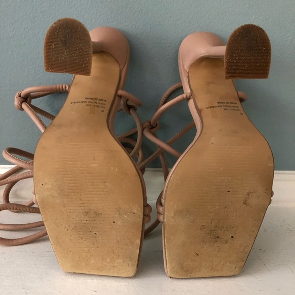 EGO Pale Pink My Angels Square Toe Lace-Up Sculptured Heel Sandals - Picture 3 of 10